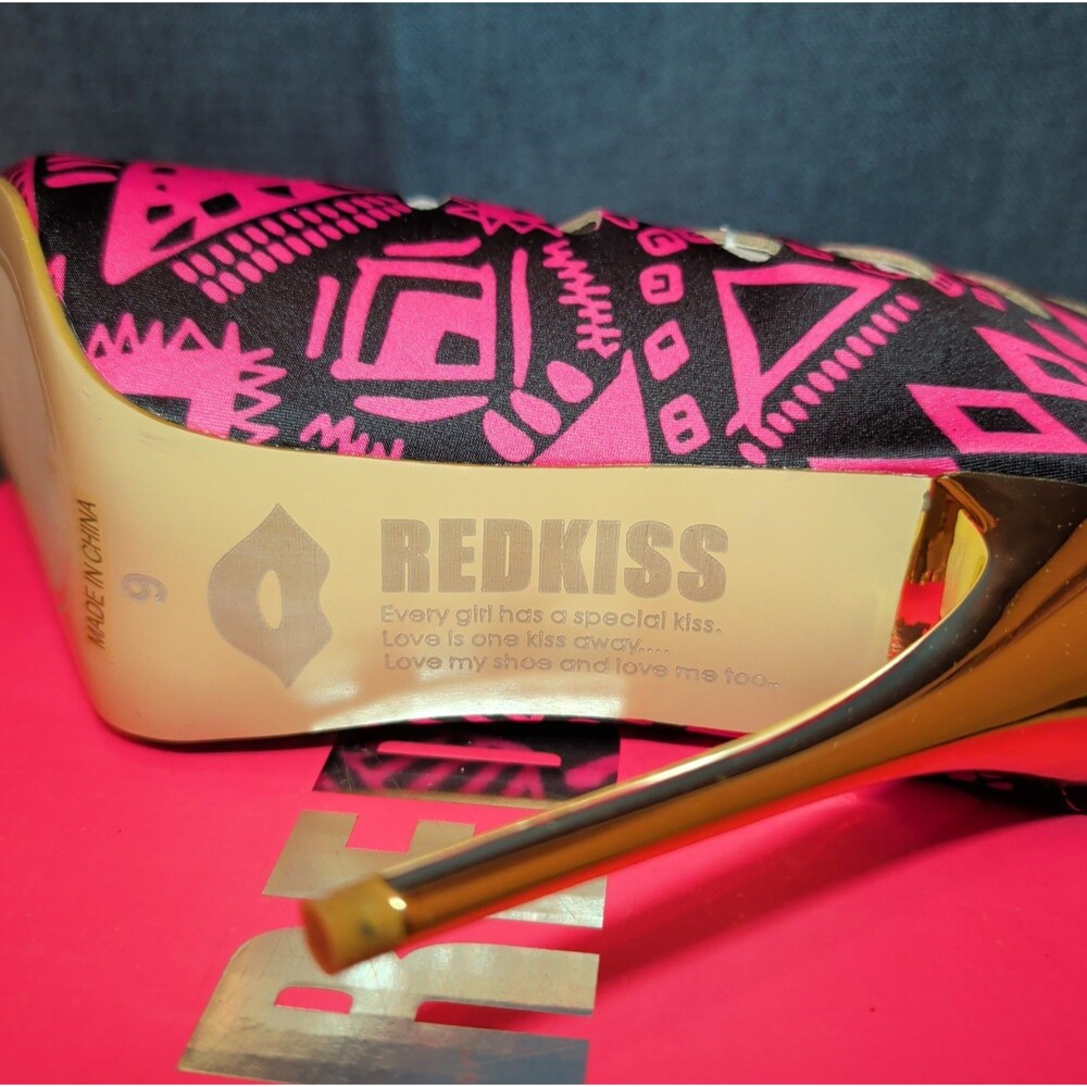 RedKiss Summerdance High Heels Size 9 Pink Black Caged Booties Stiletto Boxed - Picture 10 of 16